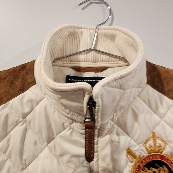 Ralph Lauren Equestrian Crest Quilted Vest Women's Large Cream Quiet Luxury 🐎✨ - Picture 7 of 12